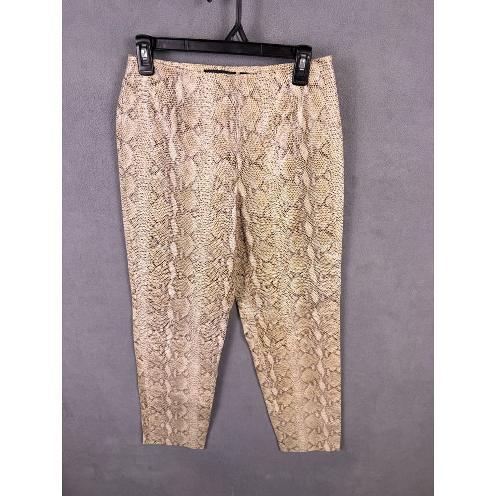 Dana Buchman Women's Leather Pants Brown Lambs Skin Snakeskin Print Petite 6